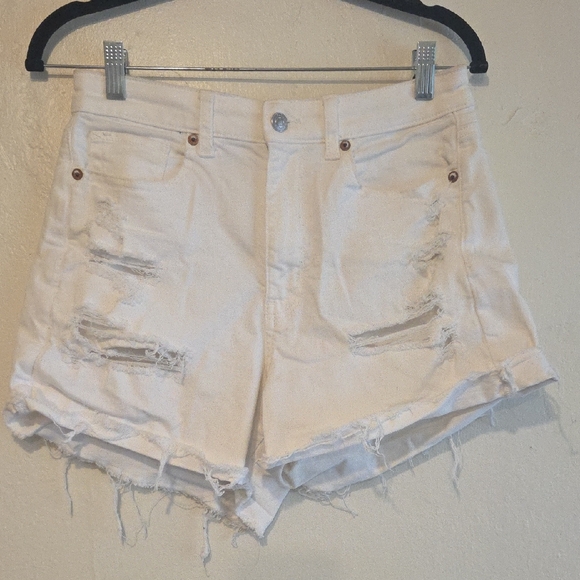 American Eagle Outfitters White Distressed Jean Shorts - Picture 1 of 4